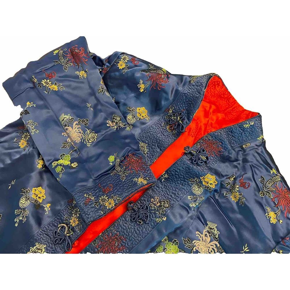 Peony-Style Reversible Red/Blue Women's Chinese Jacket No Tags‎ Pit To Pit 20"